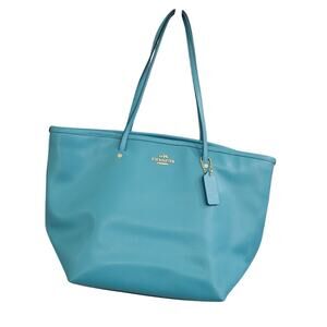 Coach Street Zip Tote Shoulder Bag Crossgrain Leather Womens Handbag Purse Large